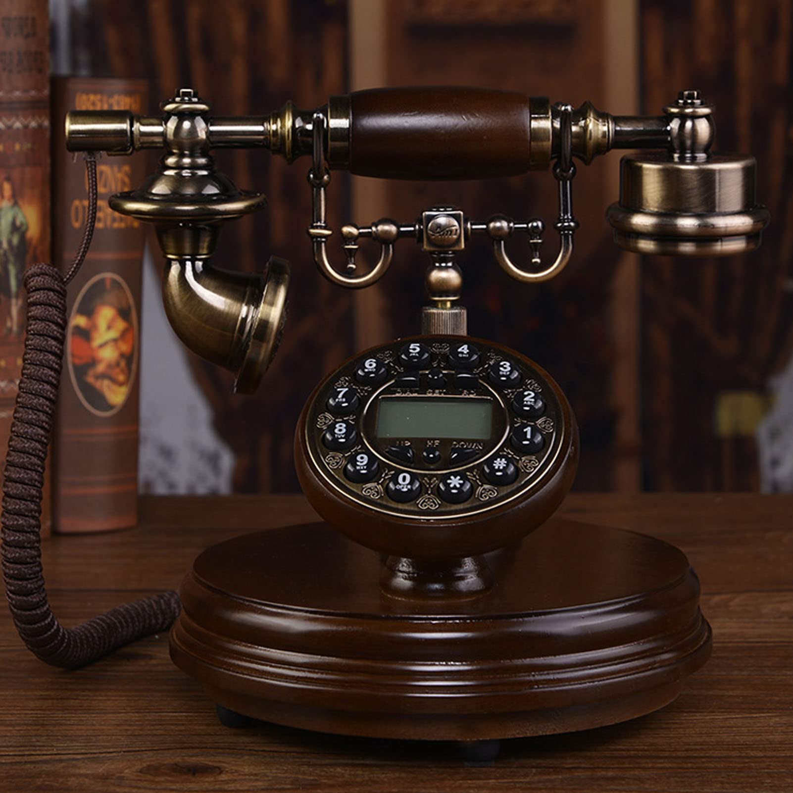 Telefono Vintage a Pulsanti, suonerie in Resina Telefono con quadrante Vecchio Stile Telefono Fisso Vintage in Resina Telefono in Stile Classico per la casa e l'arredamento