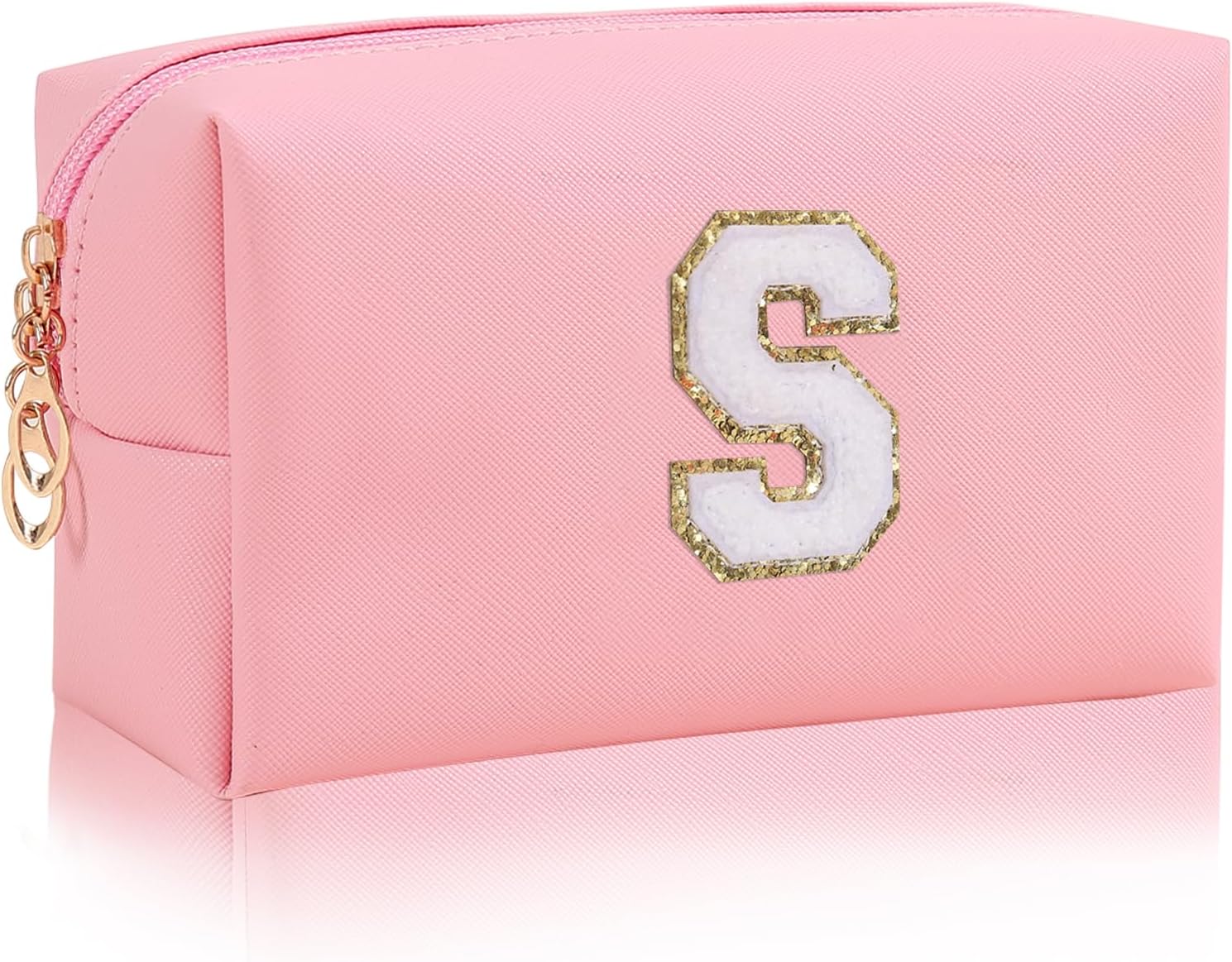 Monogrammed Gift for Women Girls,Preppy Makeup Bag Personalized Initial Cosmetic Bag with Zipper,Cute Makeup Pouch, Waterproof Toiletry Bag,Personalized Gift for Girl&Bridesmaids