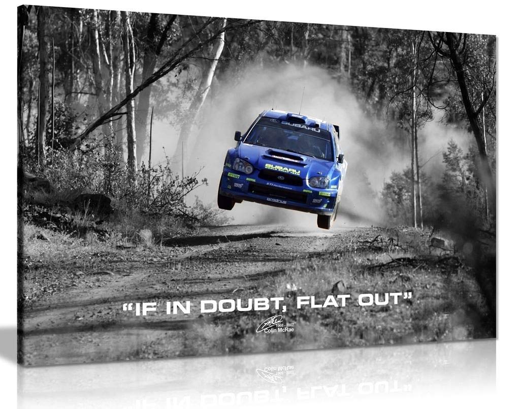 Panther Print, Canvas Wall Art, Framed Pictures for Bedroom Walls, Subaru WRX Rally Car Colin McRae, If In Doubt Flat Out Quote, Print for Special Occasions