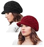 2 Pack Womens Winter Hats Warm Knit Hat Slouchy Beanie Cap with Brim Gifts