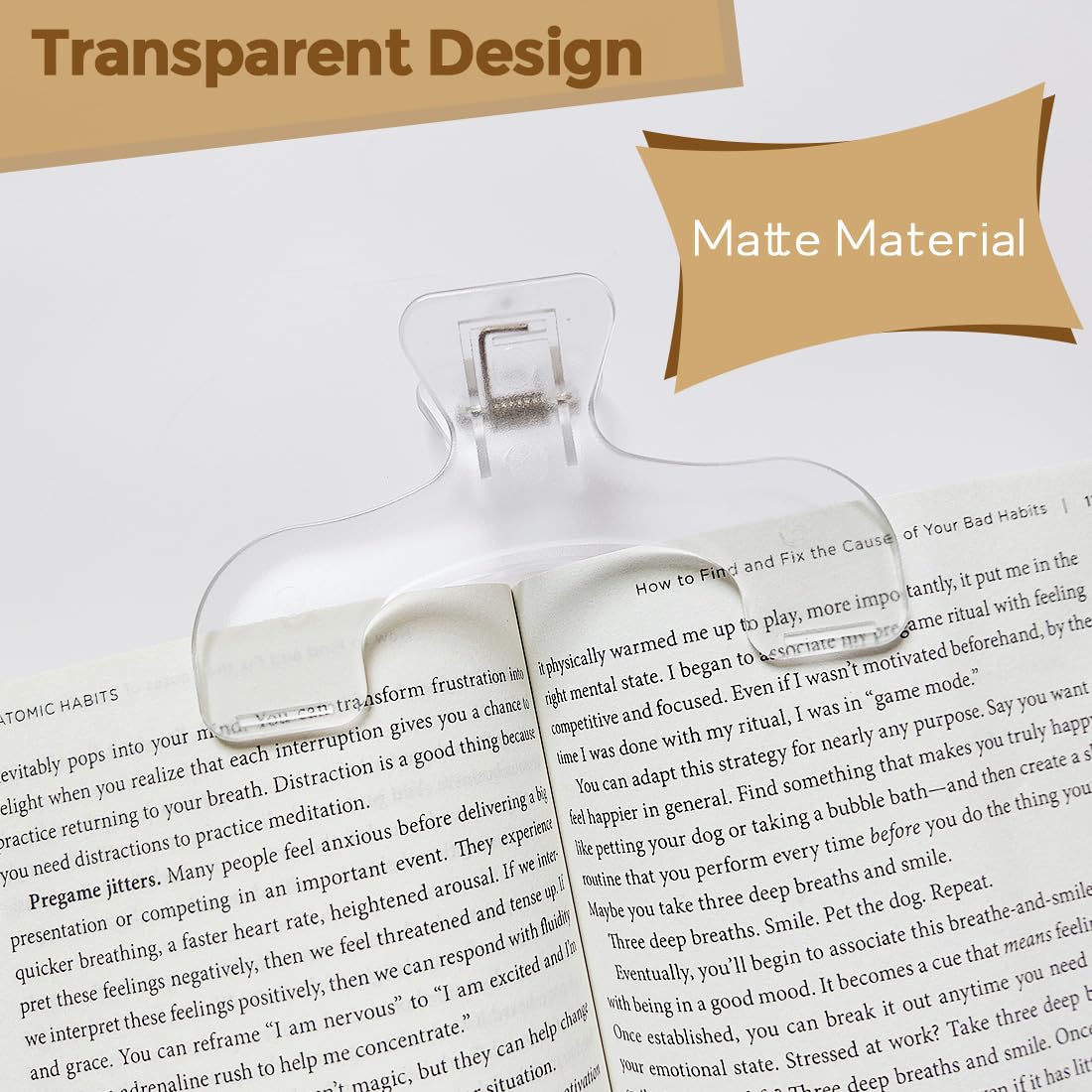 Soporte transparente para páginas de libros para leer, soporte para abrir libros, conveniente para leer, enseñar y fijar libros de música, clips de marcador de página para profesores (2 unidades)