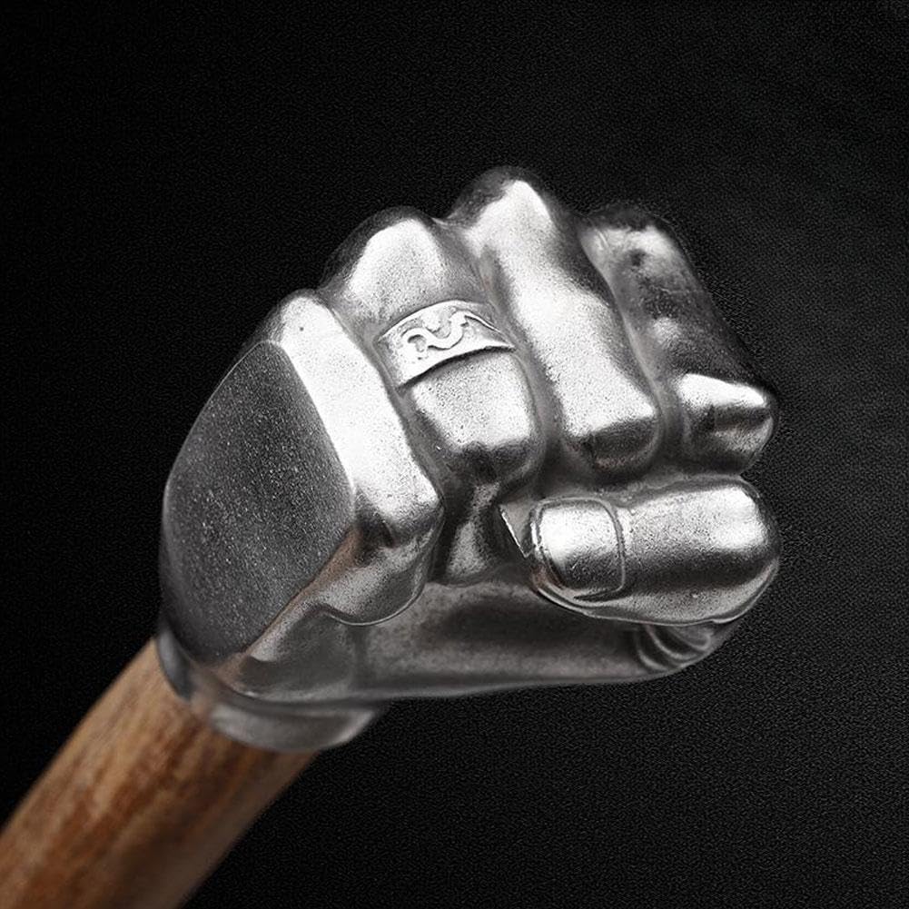 Marteau de poing décoratif – Marteau en forme de poing/pouce/os, tête en acier inoxydable et poignée en bois, art de collection pour la maison/le bureau, outil fonctionnel multifonction pour tâches