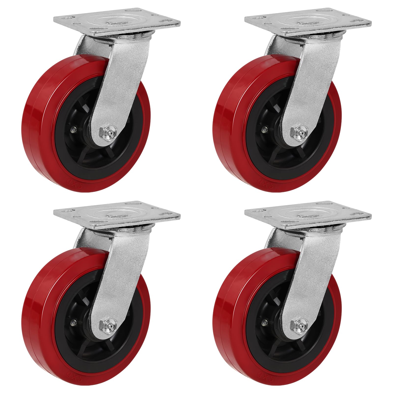 NINOSO 6" x 2" Heavy Duty Caster Wheels, Swivel Casters Set of 4, Polyurethane Tread on Polypropylene Core, Casters for Industrial (4 Pack Swivel)