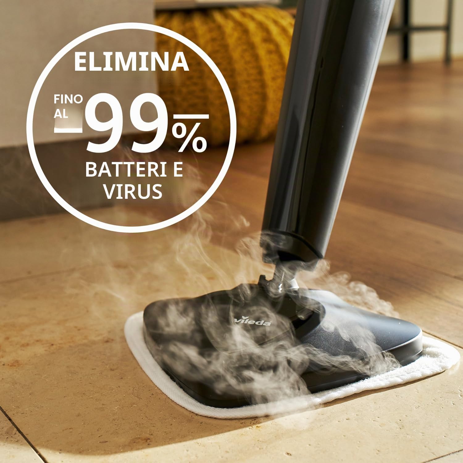 Vileda Steam PLUS con Power Pad|scopa a vapore|pulizia e igiene| & Panno Ricambio Scopa Vapore, in Microfibra 3D, Compatibile con Lavapavimenti a Vapore 100°C