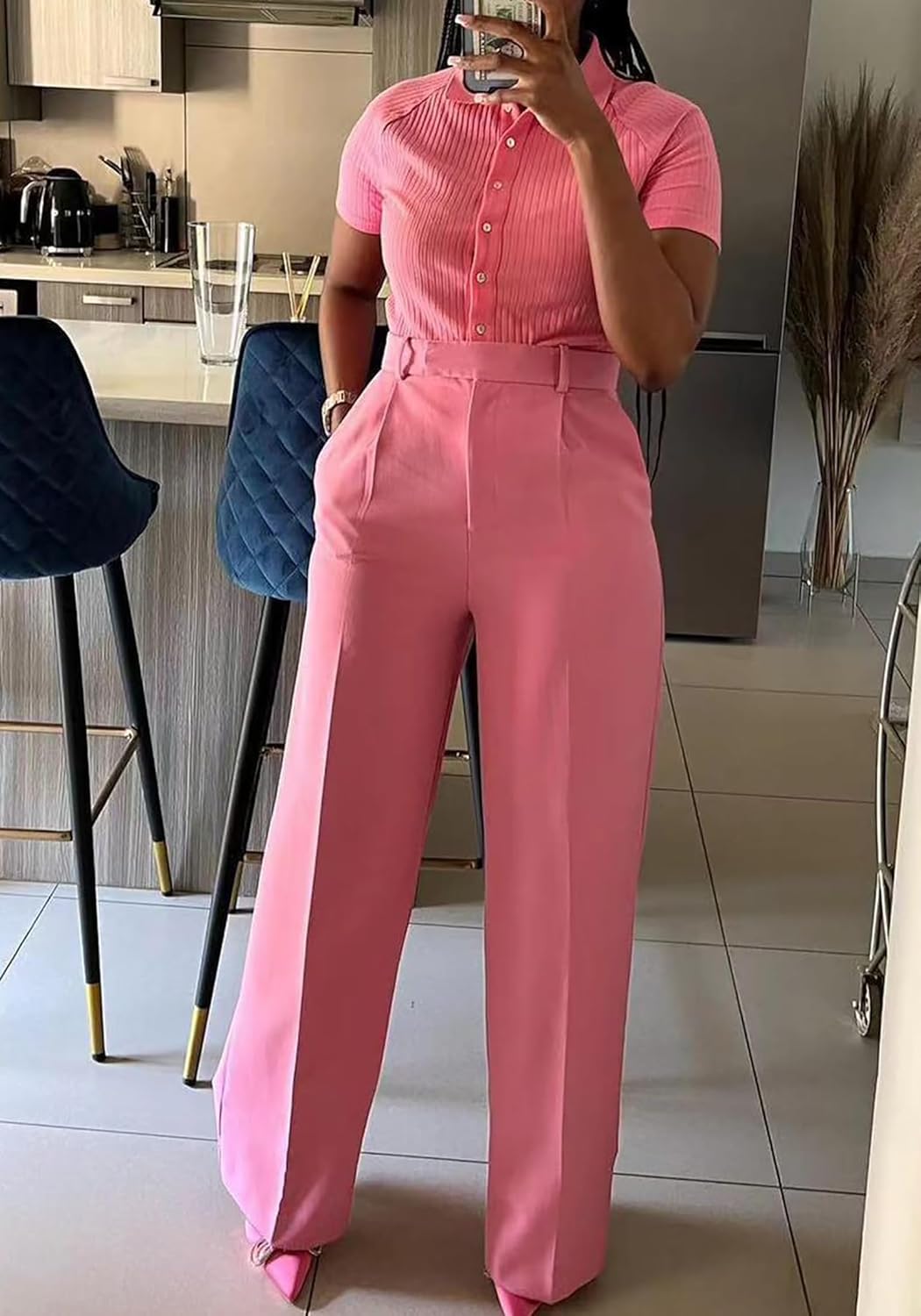 Women Wide Leg Dress Pants High Waisted Straight Leg Slacks Casual Business Office Work Trousers - Image 2