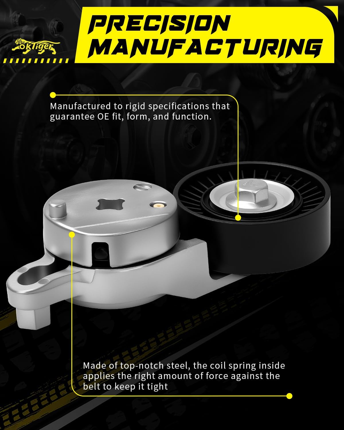 Oktiger 39106 Belt Tensioner Assembly with Pulley Fit for Toyota Camry 2012-2017, for RAV4 Sienna Highlander Venza, for Lexus NX300h 2015-2021, for Scion Tc 2011-2016, Replace # 166200V020