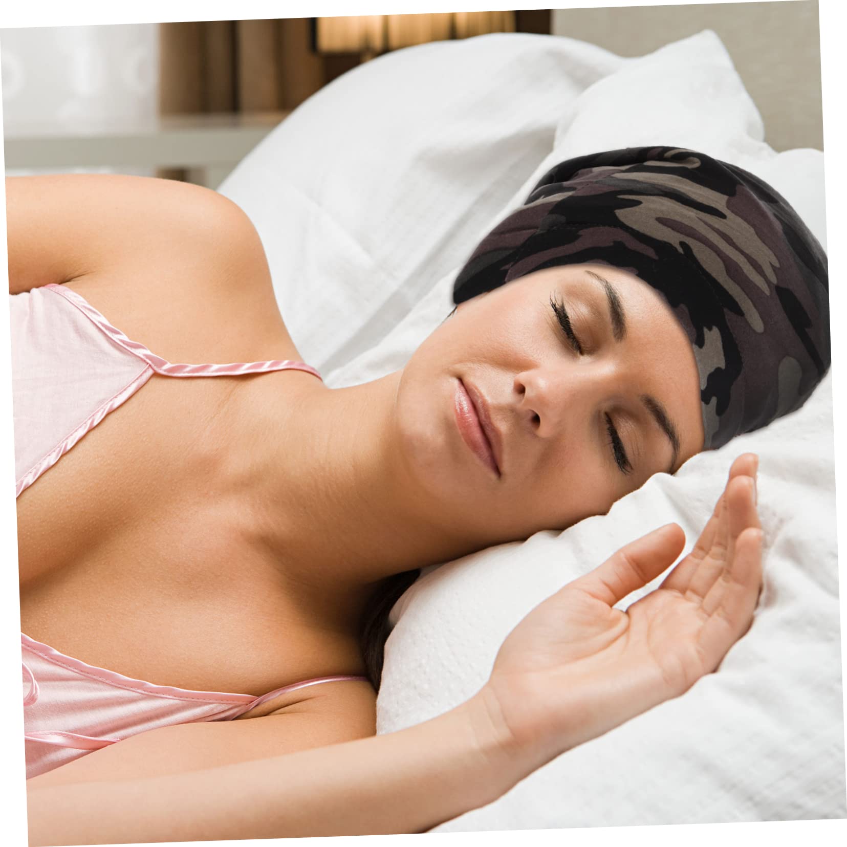 SHERCHPRY 5pezzi Cappello da Notte per Donne Elegante Copricapo Decorativo per Dormire Fodera Morbida e Traspirante per Trucco e Cura della per Chemioterapia e Comfort Notturno