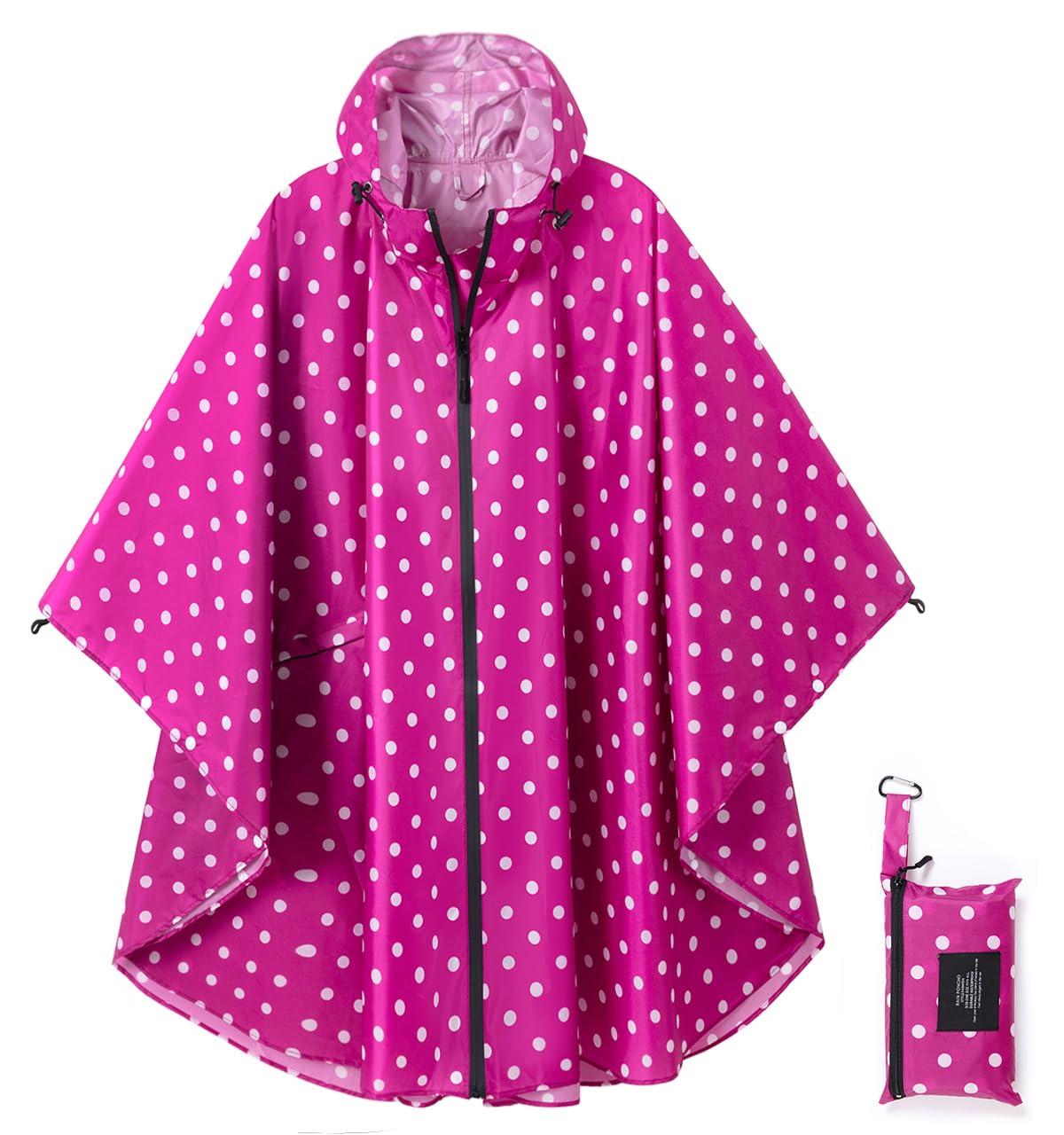 Rain Poncho Jacket Coat Hooded Zipper Style for Women/Men/Adult with Pocket