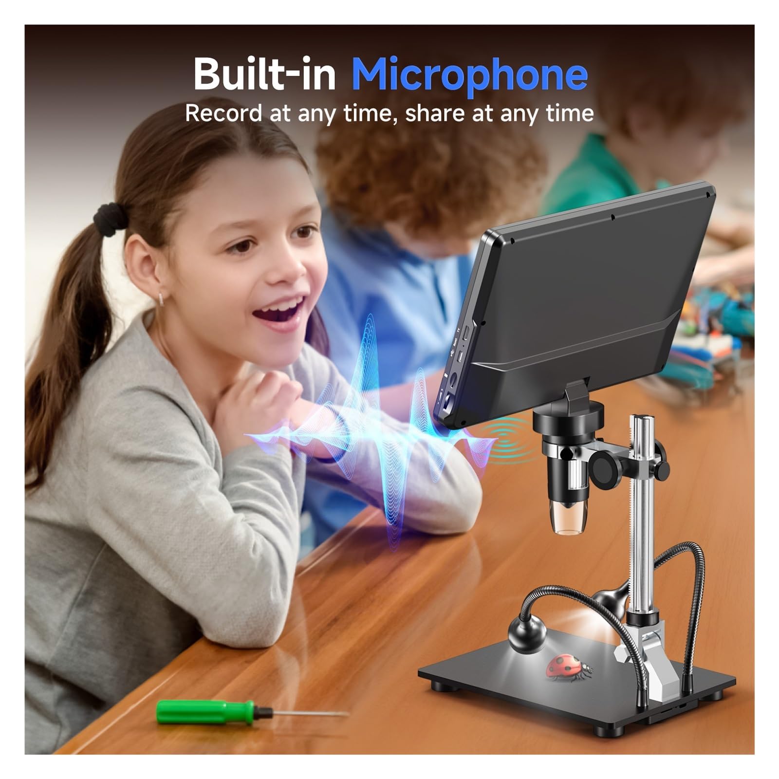10.1'' HDM/I Digital Microscope 2000X Coin Microscope With 10 LEDs 20MP Soldering Microscope For Electronics,PCB, Repair