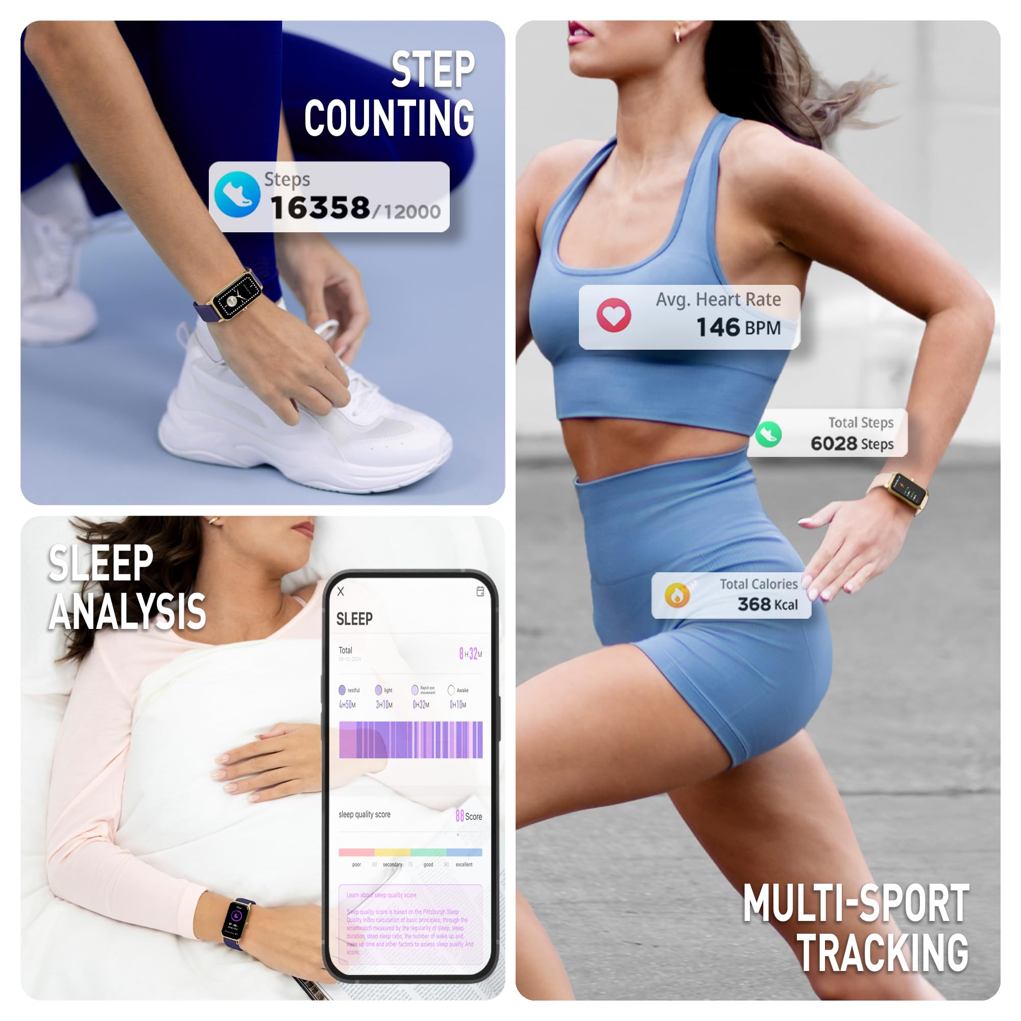 Reflex Active Seria 53 Inteligentny zegarek z wymiennym paskiem w kolorze cielistym i niebieskim
