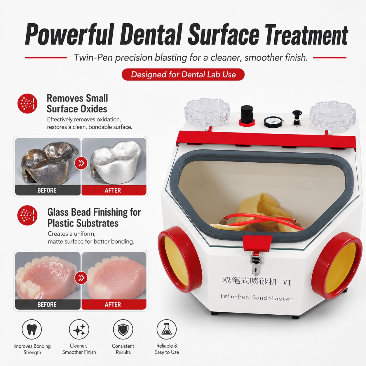 Arena dental profesional 220 V 50 W con luz LED y manómetro equipo de pulido de chorro de arena dental, para la eliminación de varios pequeños óxidos de superficie