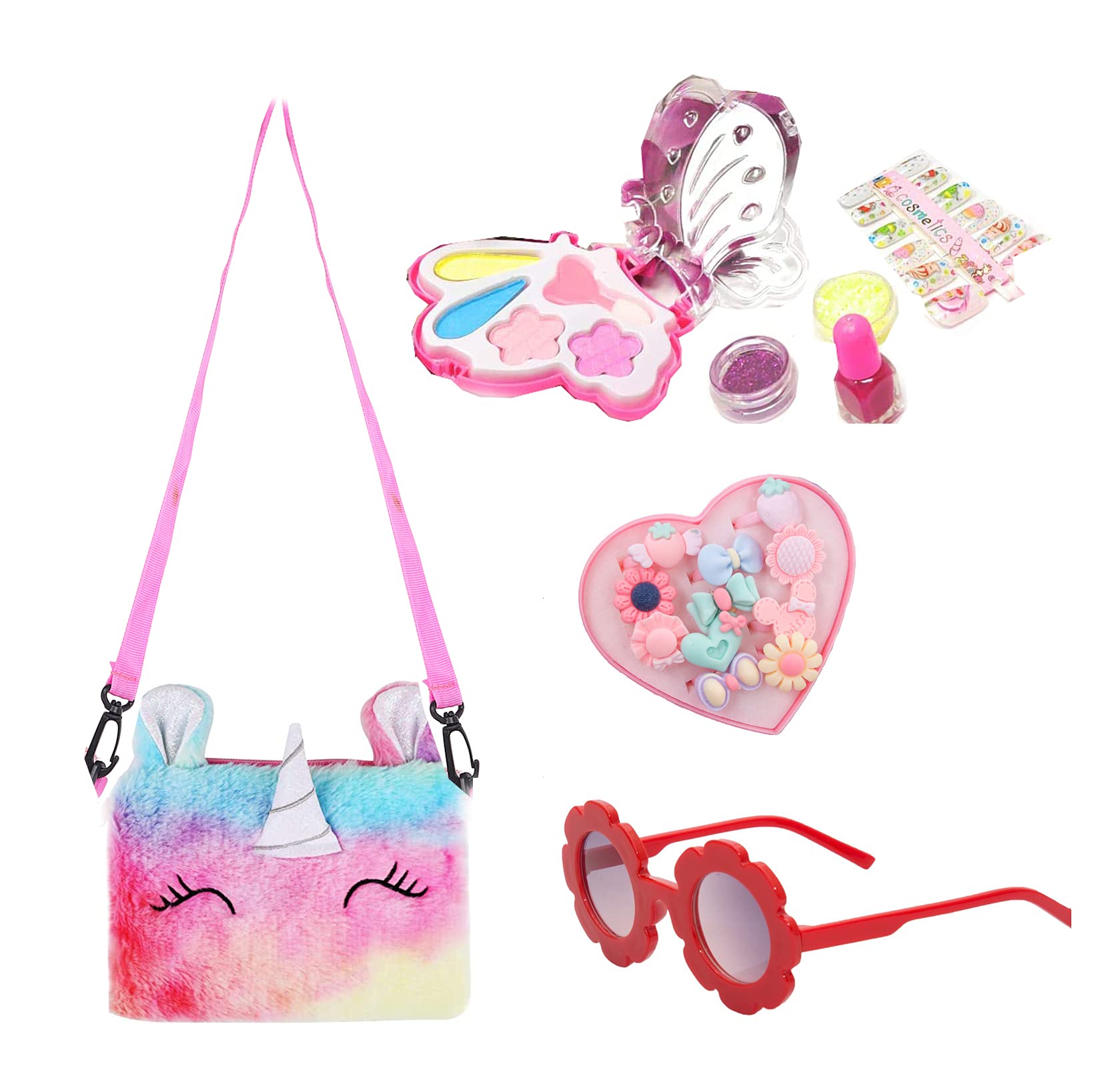 Aashiya trades Kids Makeup Kit for Girls + Unicorn Small Fur sling+1 Sunglasses + 6 Piece Ring Box Girls Bithday gift (B09557GT5Y) Amazon Price History, Amazon Price Tracker