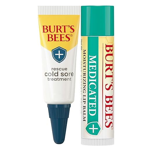 Burt's Bees Lip Balm, Moisturizing Cold Sore Lip Care Treatments Bundle - Rapid Rescue and Medicated Lip Balm