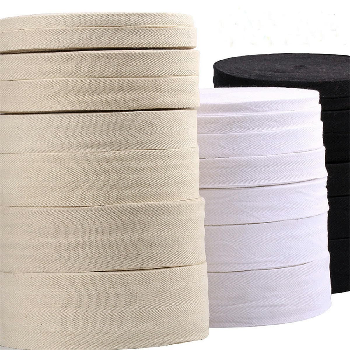 50 yardas negro beige cinta de algodón de sarga cinta al bies para bolsa textil para el hogar artesanía hecha a mano 10/15/20/25/30/40/50 mm de ancho-beige-40 mm 50 yardas