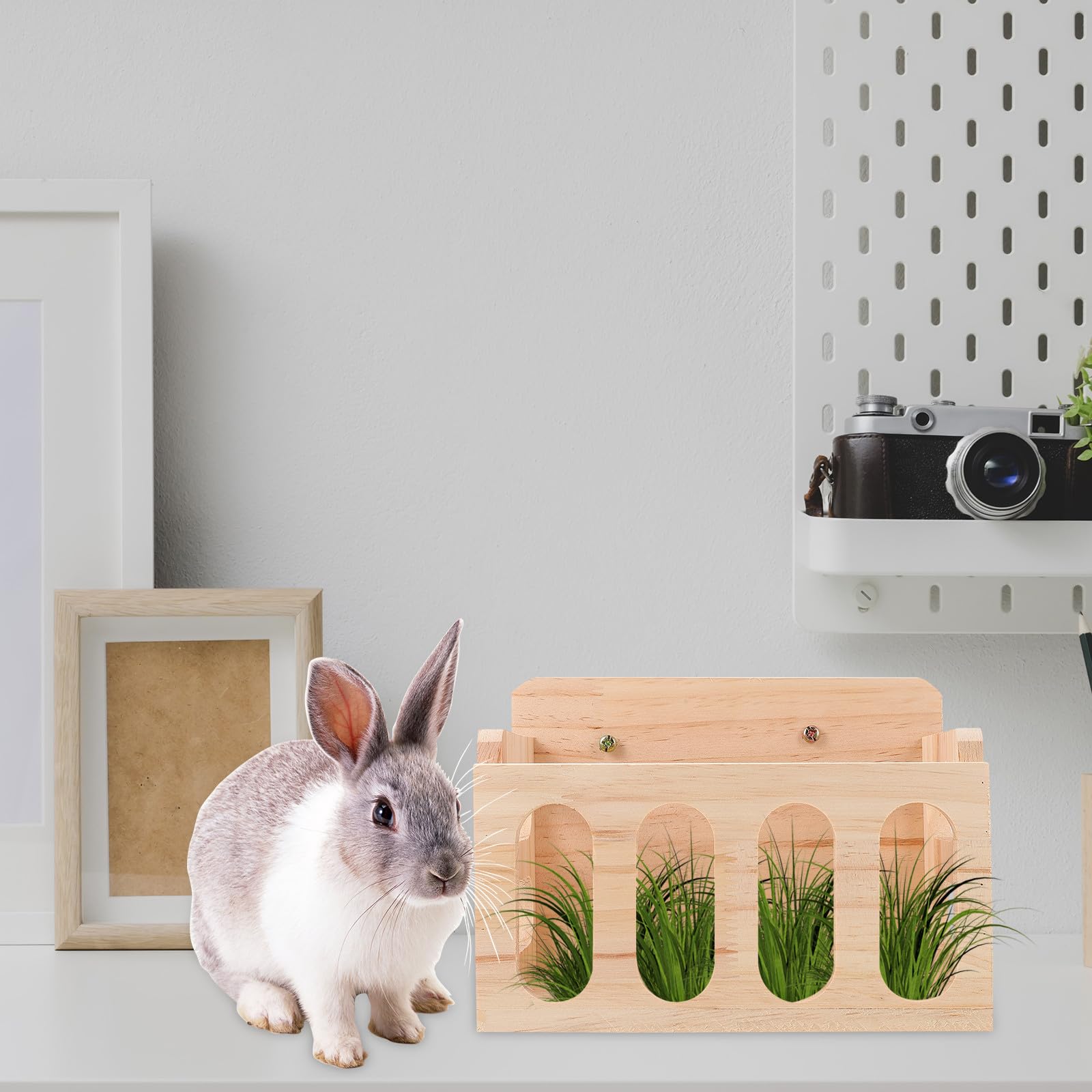 GALPADA Mangiatoia per Conigli e Porcellini D'india in Legno, Facile da Installare e Mantiene Cibo Pulito, Adatta per Gabbie di Piccoli Animali Domestici