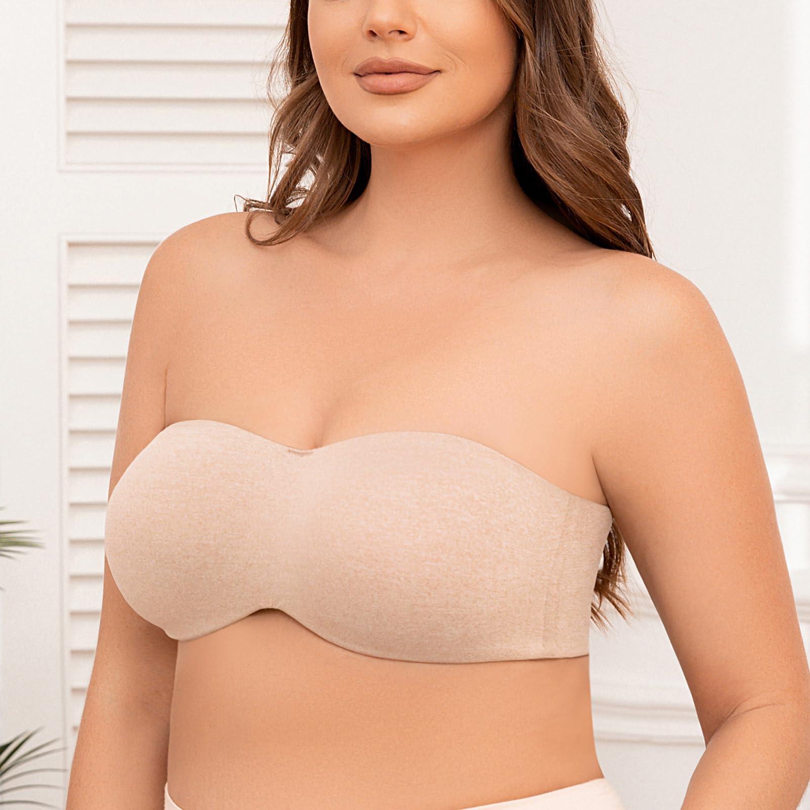 MELENECA Sujetador con Aros Reductor sin Tirantes Bandeau para Mujer