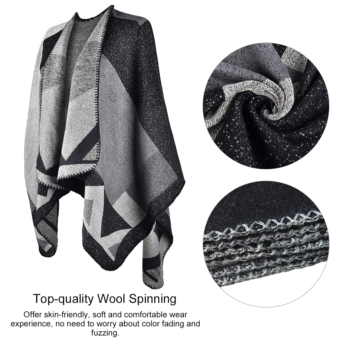 OOPOR Poncho Tejer Invierno de Mujer - Chal Lana Tela Escocesa Grande Bata Cardigan Acogedor Fular Crochet Capa Suave para Ropa Boda Jersey Mantón Casa Navidad Festival Disfraz ​Otoño Regalo 9 Color