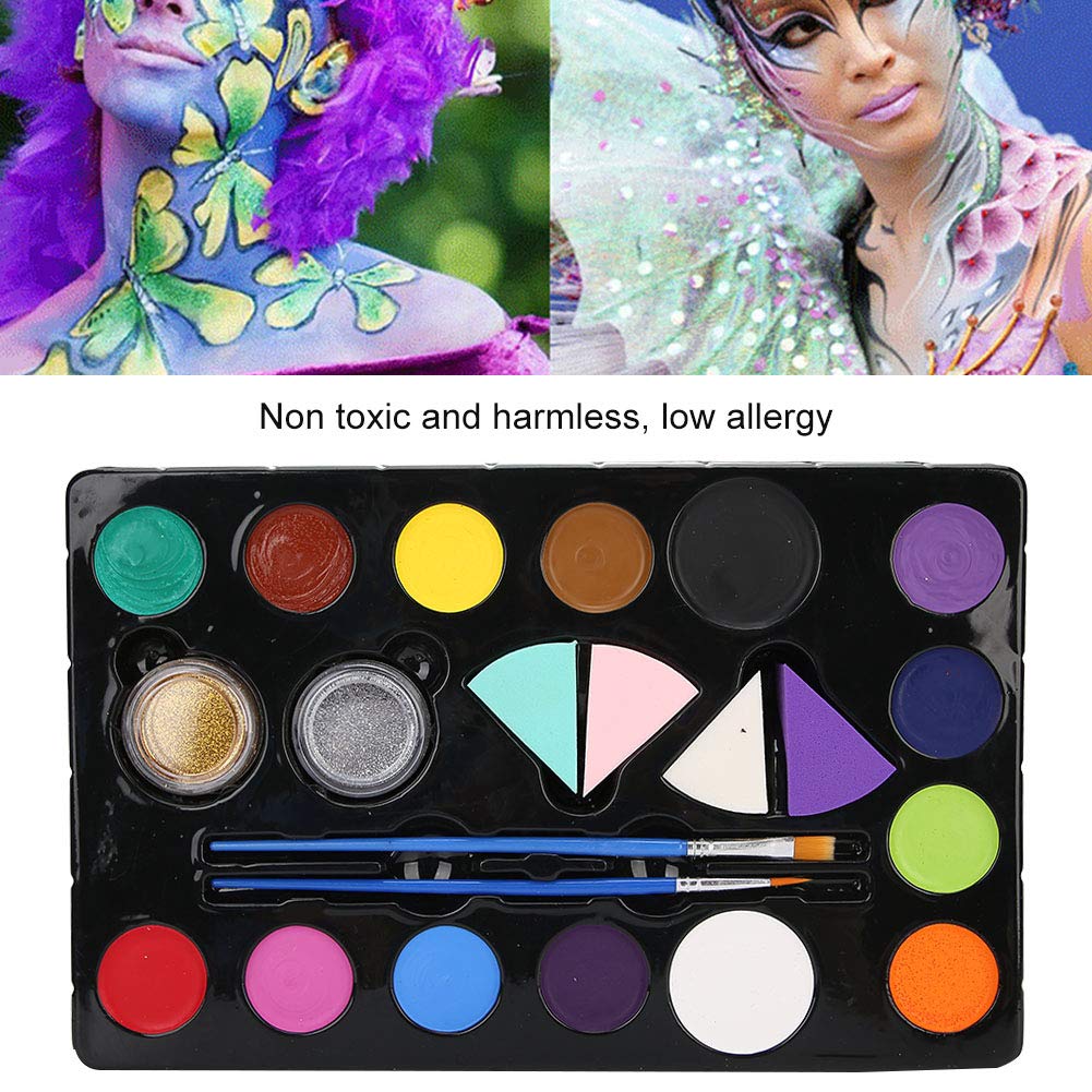 Set di pigmenti per pittura per il corpo e il viso in 14 colori Set di strumenti per pittura cosplay per trucco di Halloween