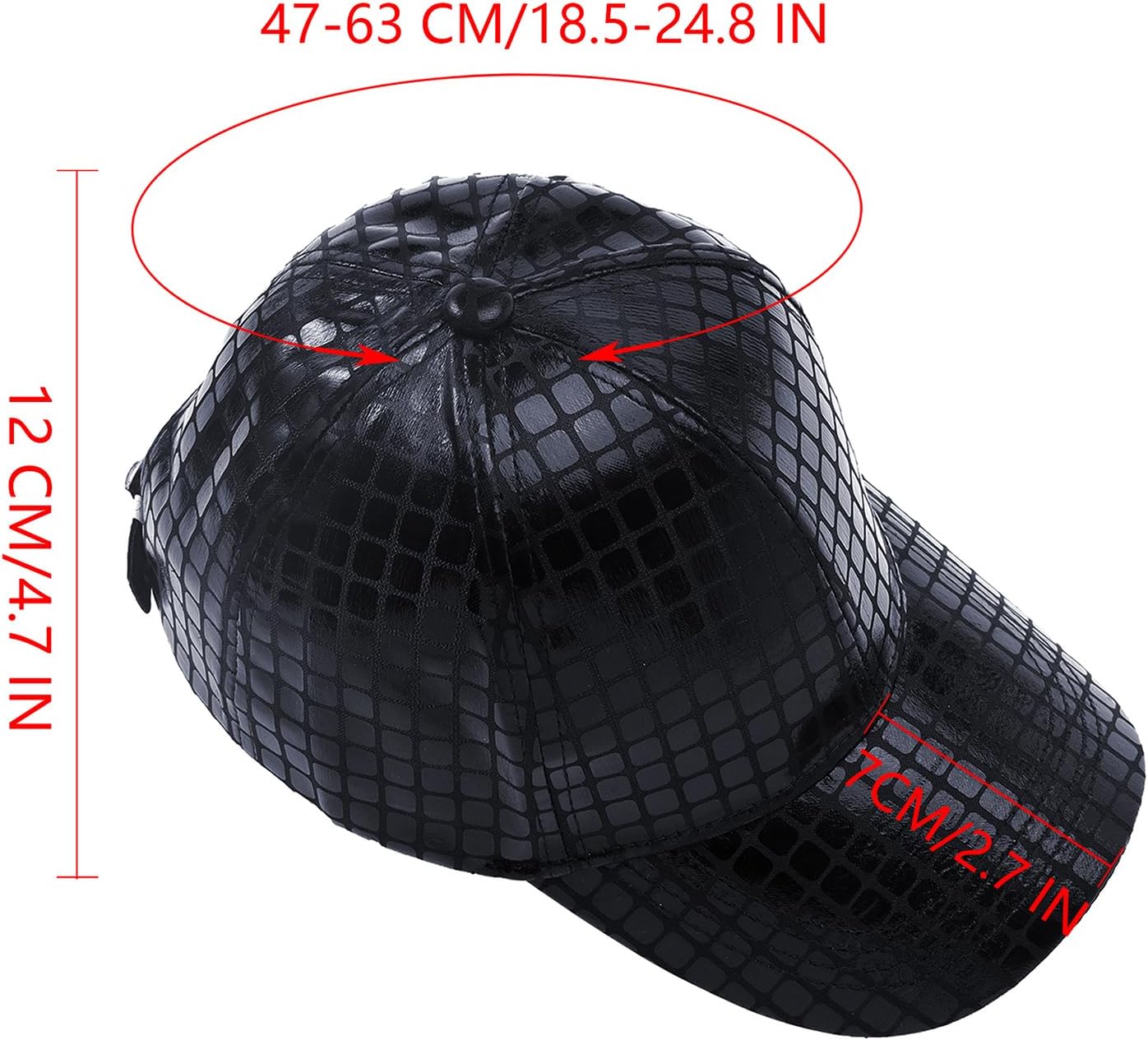 MILAKOO Punk Leather Baseball Cap for Men & Women Vintage Plaid Textured Design Sun Hat for Outdoor Daily Wear - Image 3