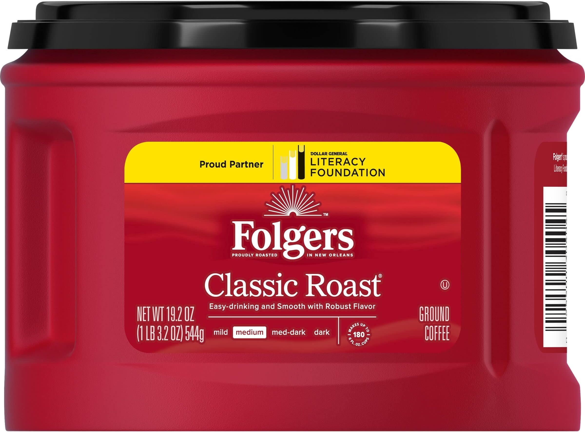 Folgers Classic Roast Ground Coffee, Medium Roast Coffee, 19.2 Ounce Canister