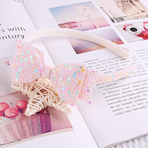 Miniatura 3 de YYDDYRX Paquete de 6 diademas para niñas con purpurina para niñas, con lazo, corazón, estrella (A-666)