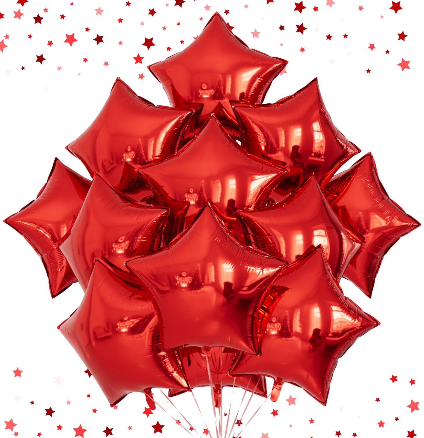 Adeyoo Red Star Balloons, 20Pcs 18 Inch Red Foil Balloons Big Star Shaped Balloon Helium Mylar Star Balloon for Christmas Birthday Anniversary Wedding