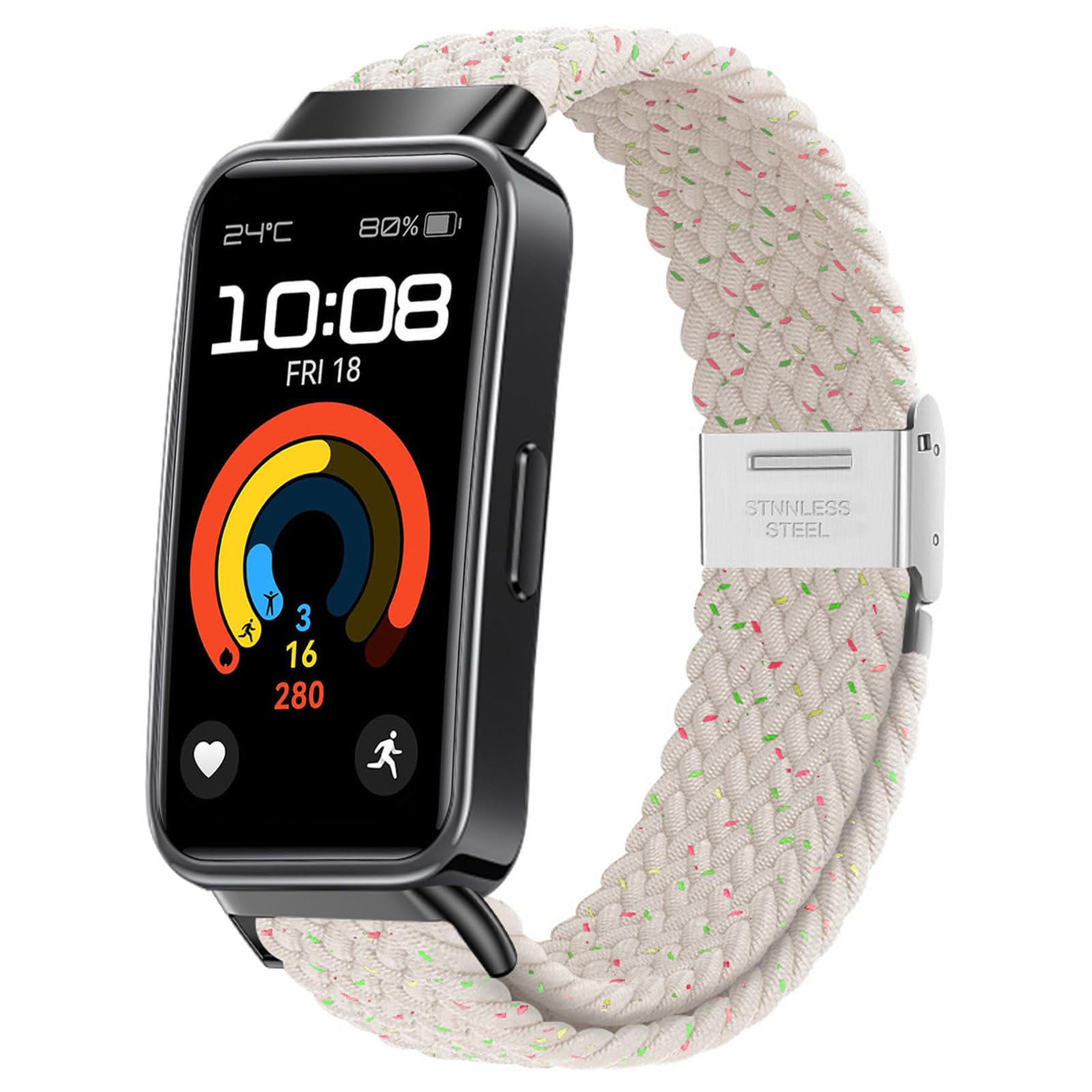 SUGARJAR Braided Straps For Huawei Band 8/9/10,Elastic Sports Replacement Strap for Women and Men, Starlight dots, Medium