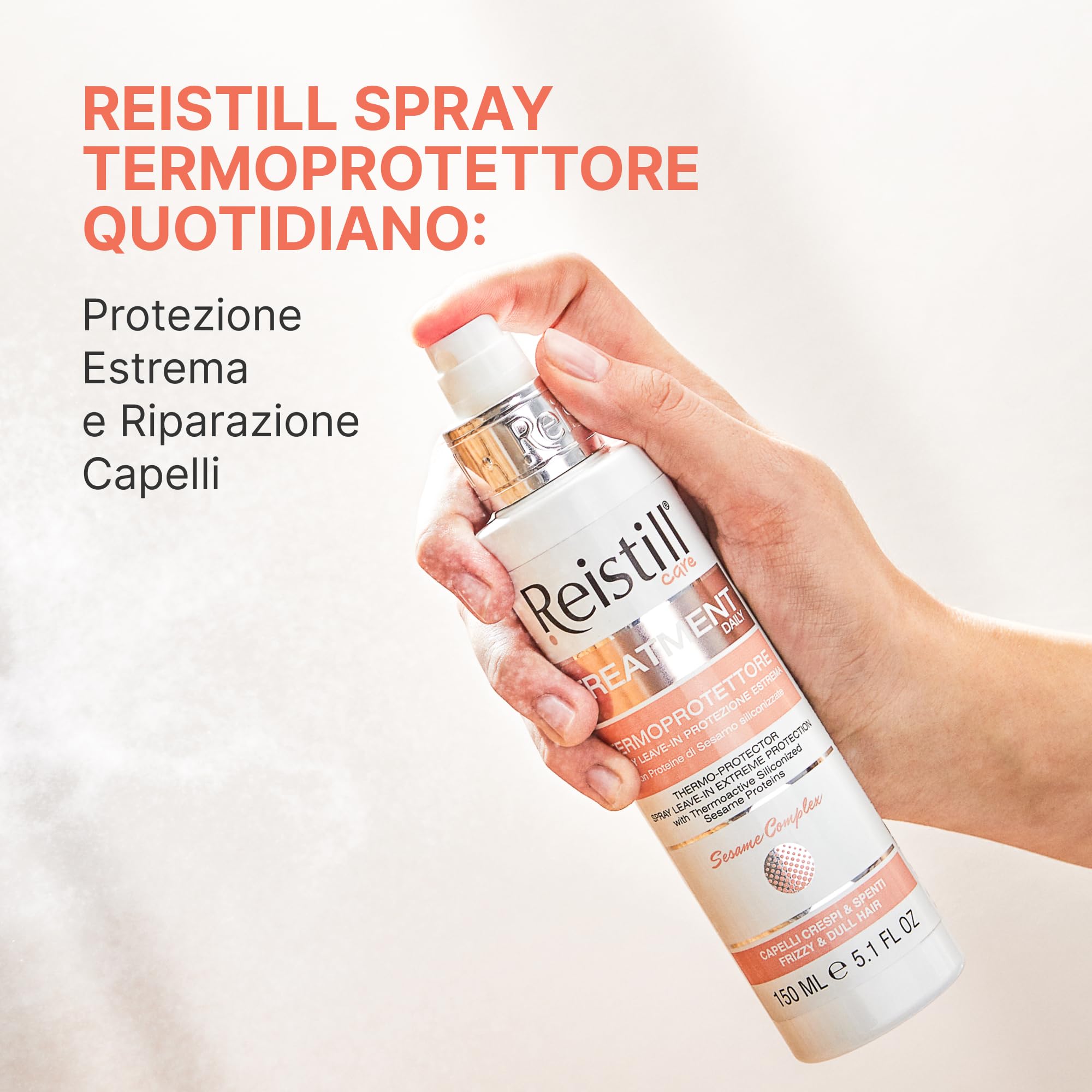 Spray Termoprotettore Capelli Leave-In, Protegge Dal Calore, Ammorbidisce e Nutre, per Tutti i Tipi Di Capelli, con Proteine Di Sesamo 150 ml