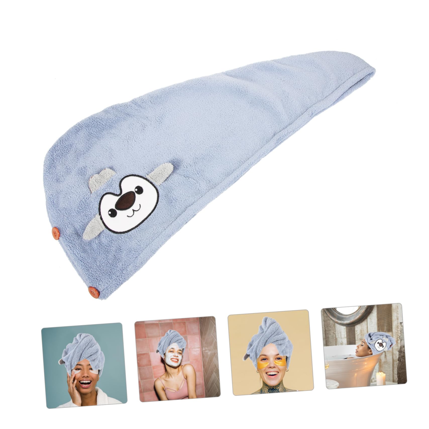 Ipetboom 5piezas Toalla De Absorbente para Secado Rápido De Cabello Envoltura para Pelo Húmedo Diseño De Dibujos Animados y Ligera para y