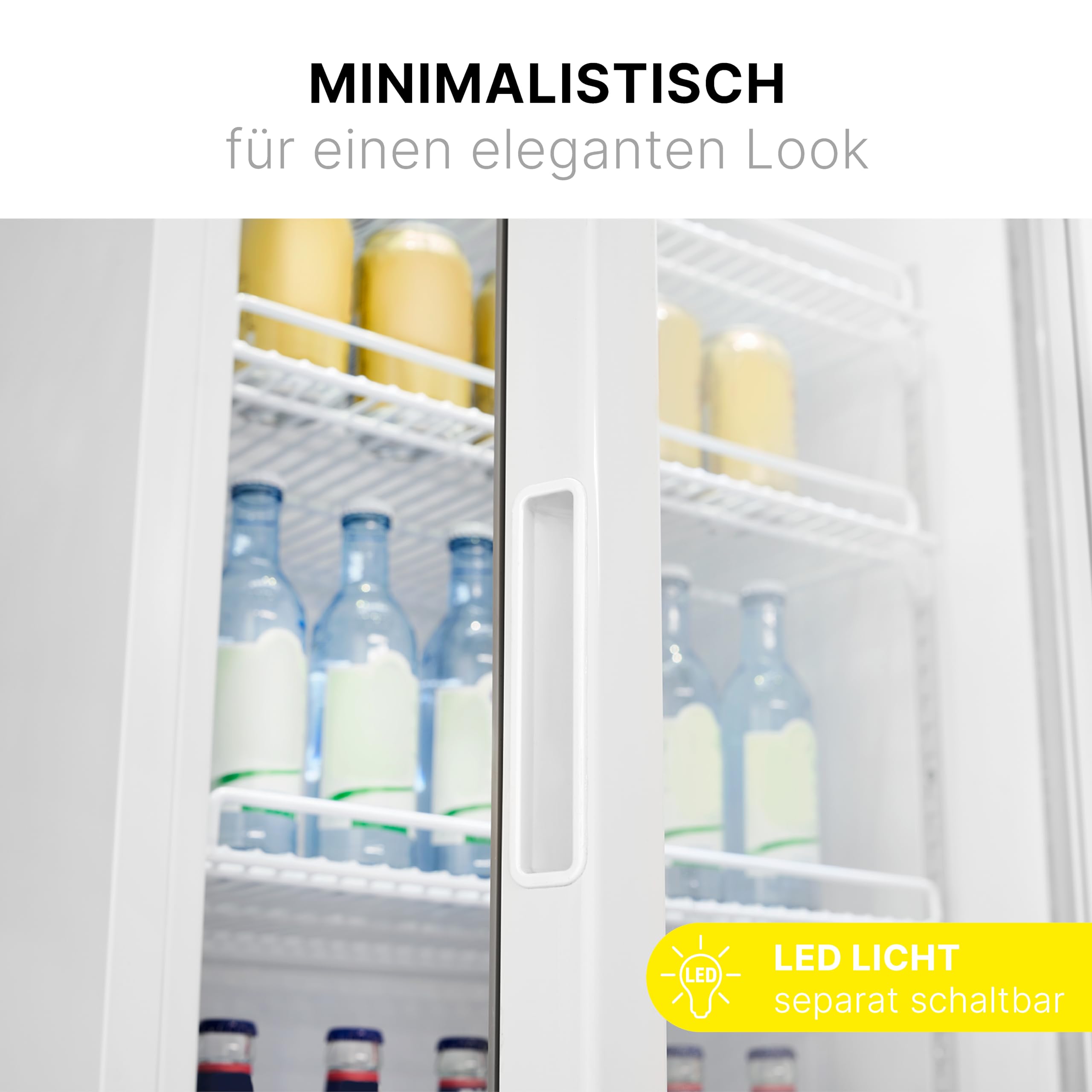 Bomann KSG 7351 Flaschenkühlschrank, 60 cm breit, 356 L, Glastür, Innenraumbeleuchtung, abschließbare Gerätetür, 6 Gitterablagen, weiß