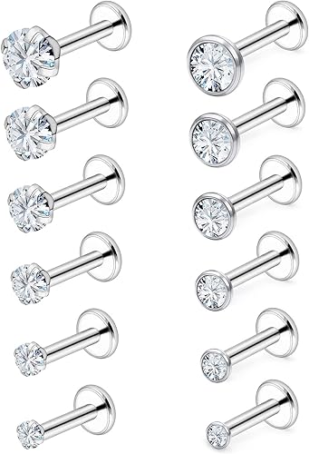 Vsnnsns Anillos de labio de acero inoxidable 16G, joyería de labret Monroe, anillos de labios, cartílago de uñas, tragus, hélice, aretes de piercing