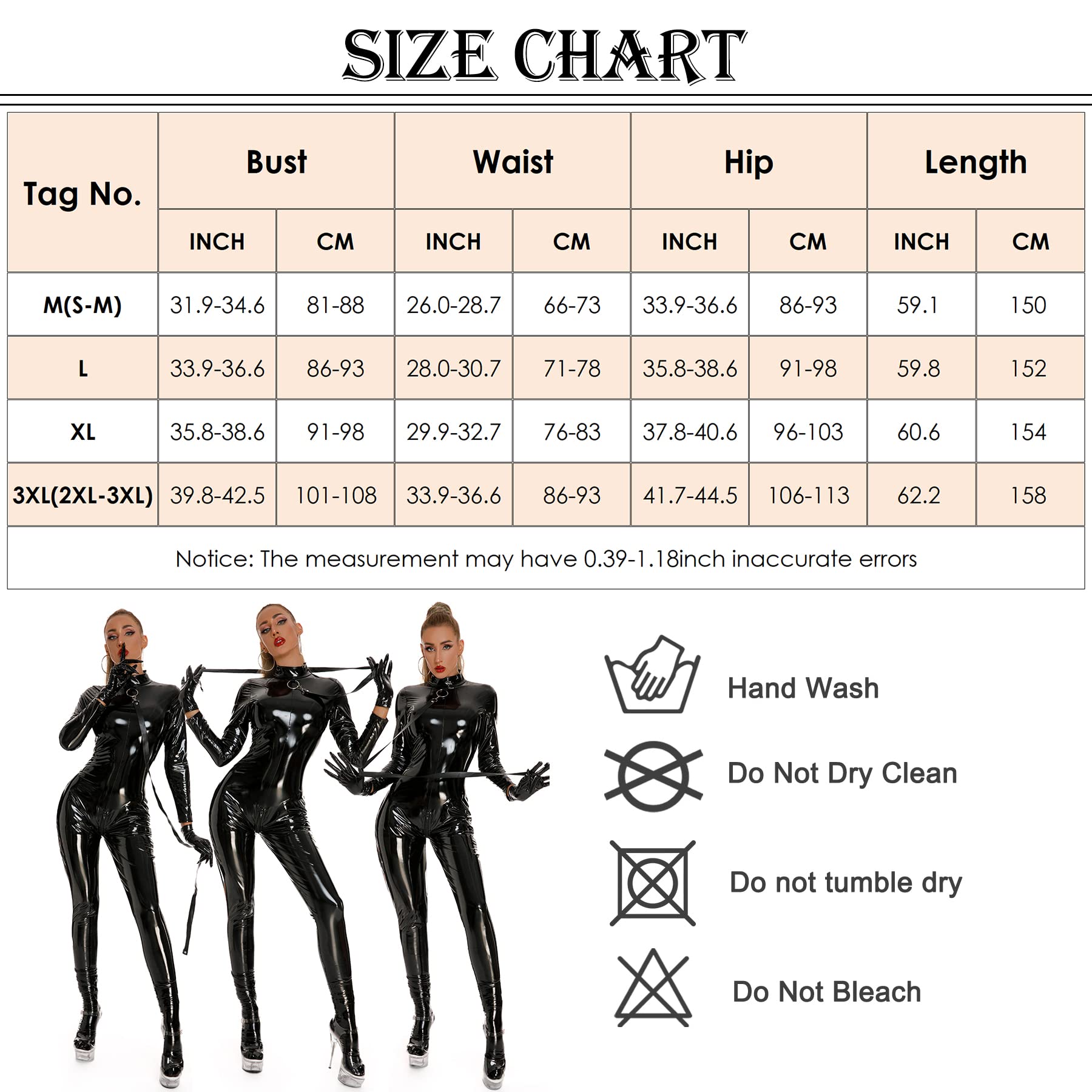 FEOYA Femme Body Leggings Latex Cuir Catsuit Manches Longues Justaucorps Cuir Bodysuit Jumpsuit Une Pièce Moulant Combinaison Wetlook Clubwear Style A S/M