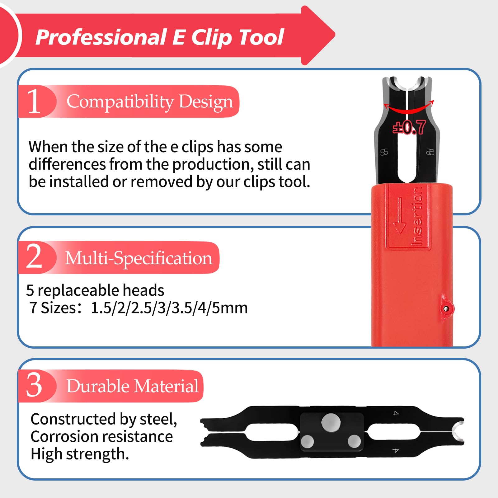 Kit surtido de clips E con extracción