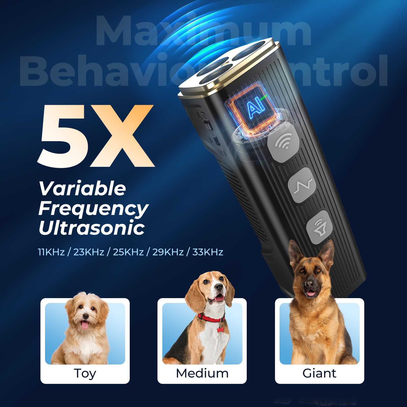 Dispositivos ultrasónicos de alto rendimiento para disuasión de ladridos de perro, dispositivo anti ladridos para perros, herramientas de entrenamiento humano para perros con linterna LED y