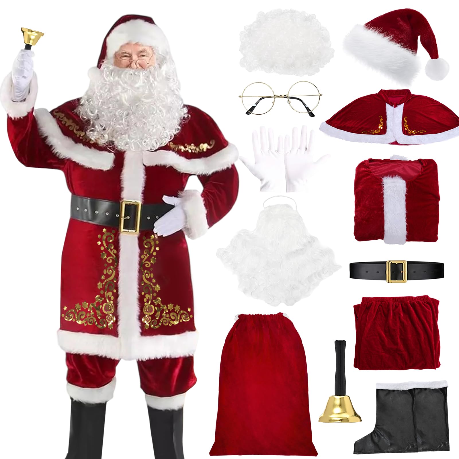 Maryparty Santa Costume Adult Santa Claus Costume Santa Claus Suit Christmas Outfit for Men (XL)