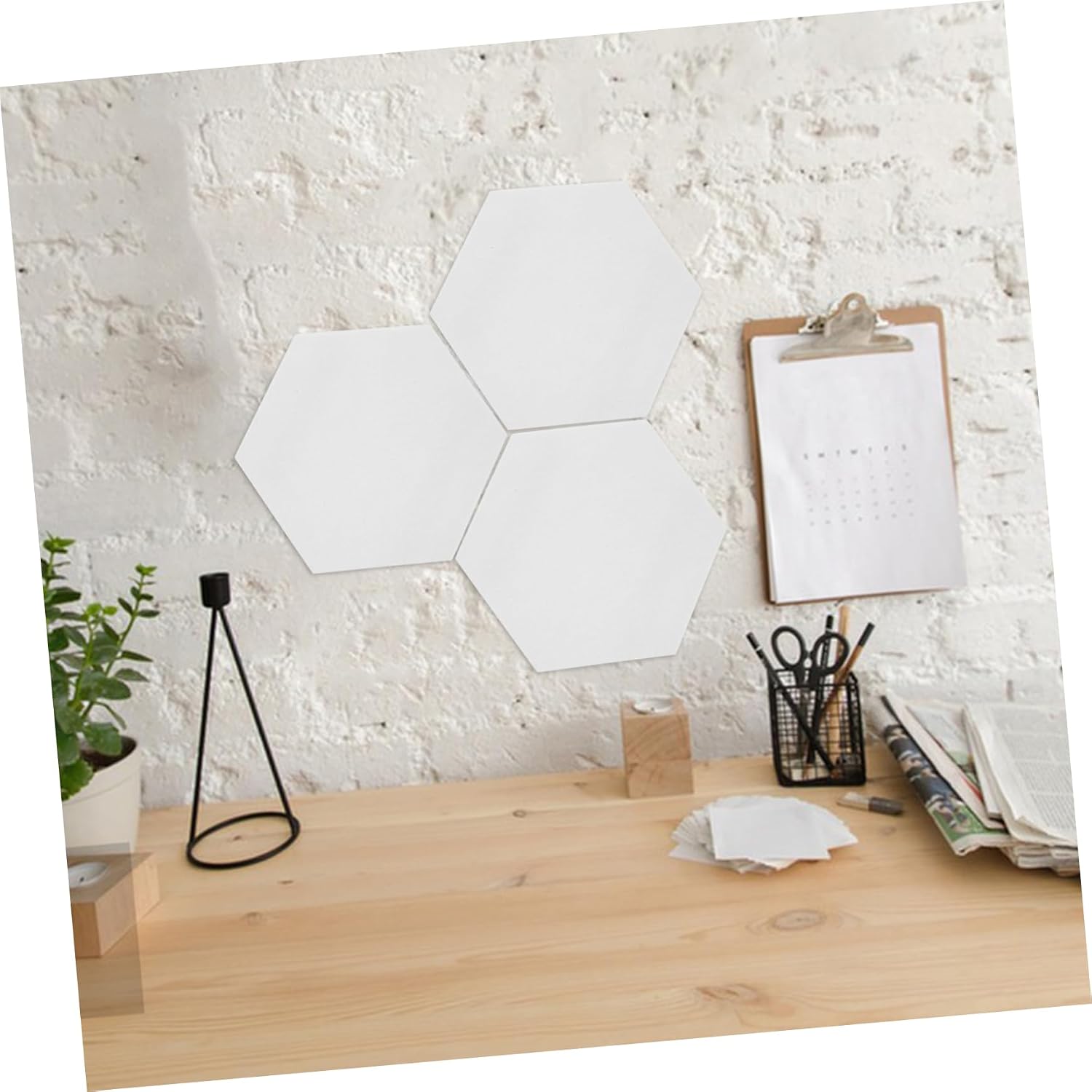 4pcs Hexagon Felt Board Wall Tiles Self Adhesive Memo Felt Pin Boards Hexagonal Wall Decor Office Message