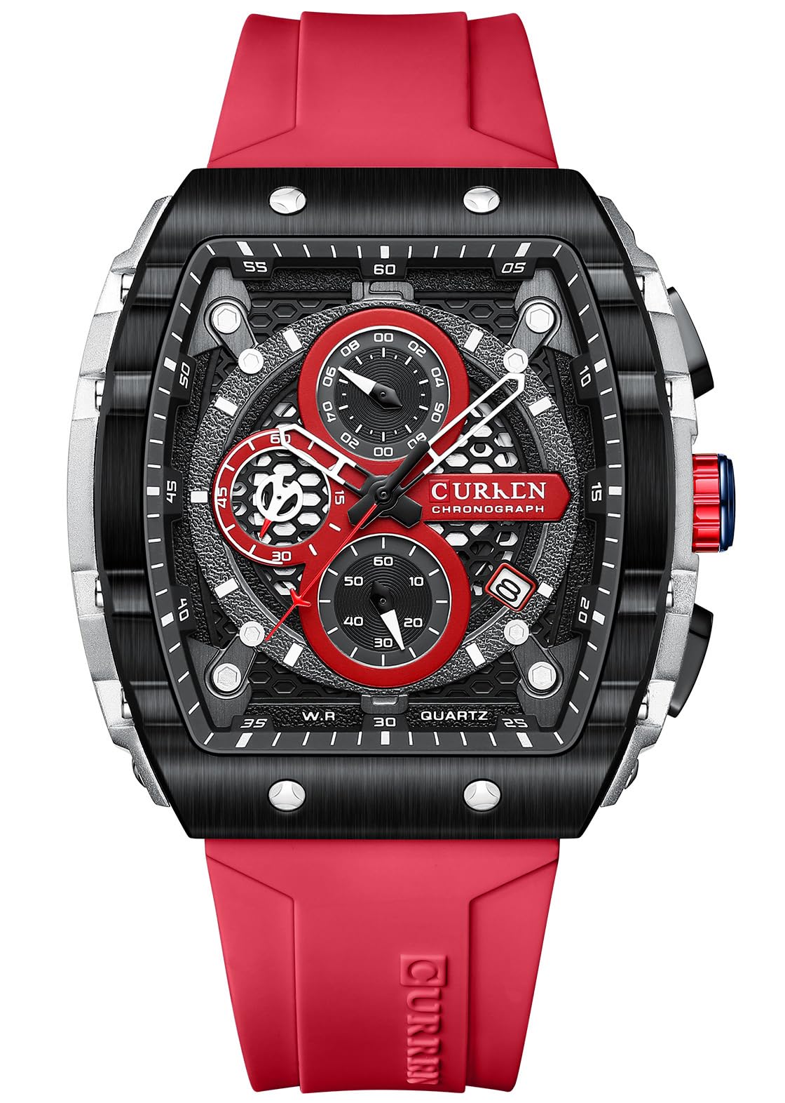 Luxury Chronograph Watches for Mens Rubber Strap Classic Waterproof Date Analog Quartz Watch