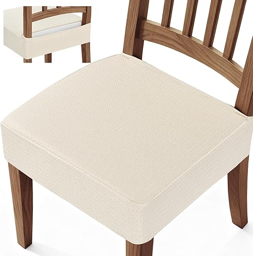 Songrey Juego de 4 fundas de asiento impermeables para sillas de comedor, sin fundas para sillas traseras, elásticas, extraíbles y lavables, color