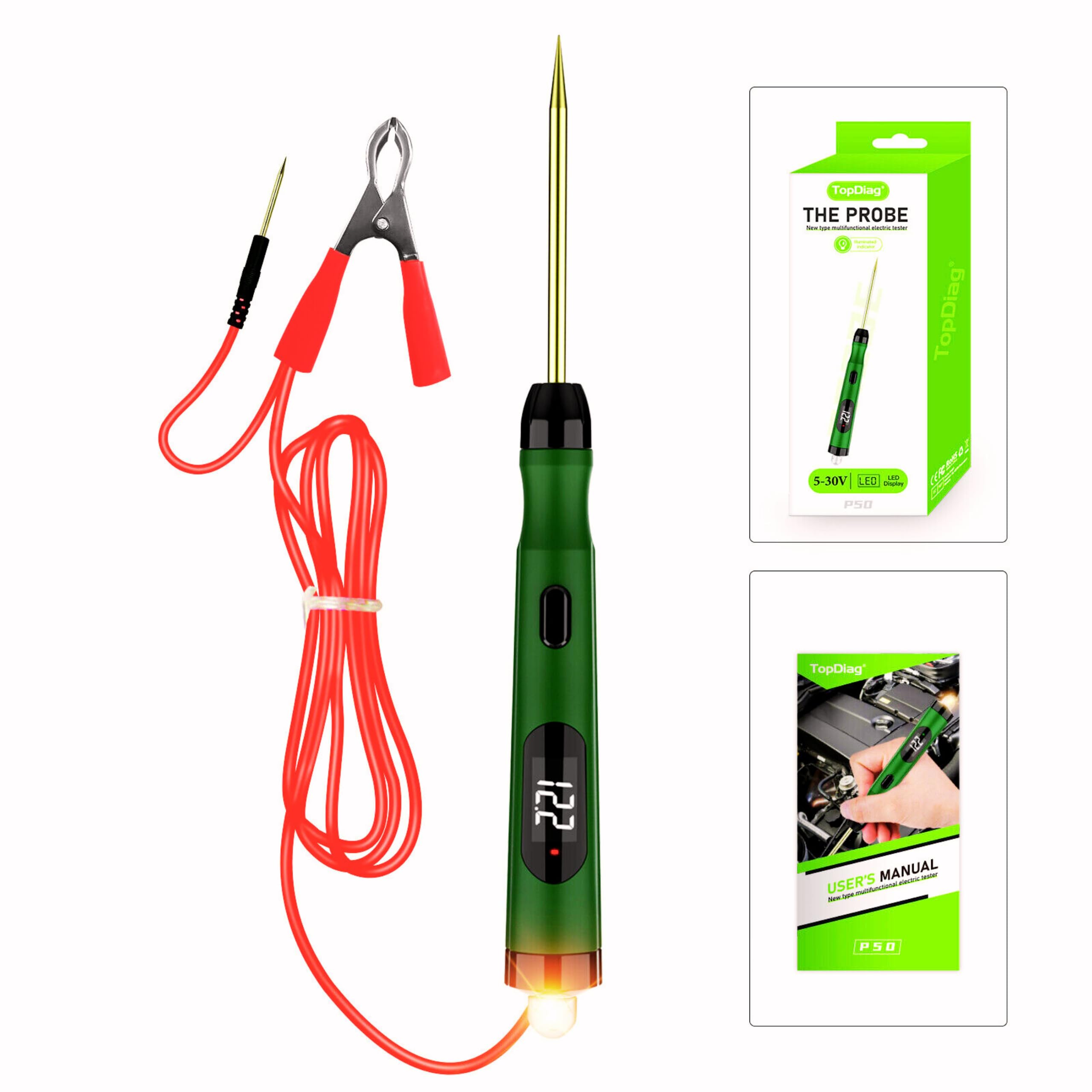 Automobole Electrical Circuit Tester P50 Probe 5-30V Digital Display Circuit Test Lamp Voltage Test Pen Diagnostic Tool