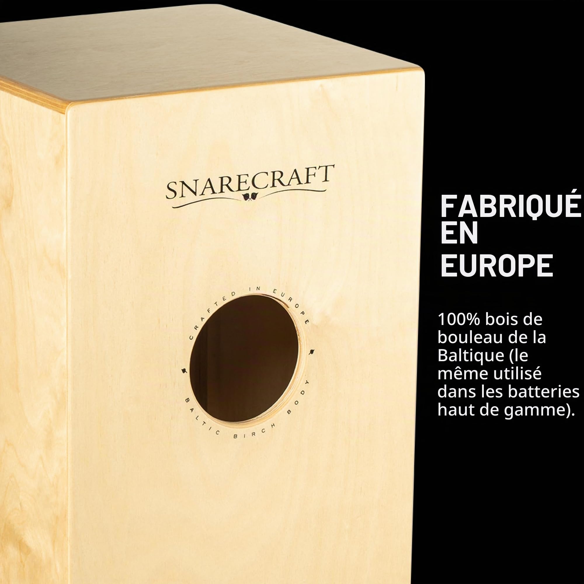 Meinl Percussion Snarecraft Cajon Instrument – Grand Cajon avec 2 Cordes pour le timbre – Bouleau, Naturel (SC100B)