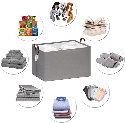 Miniatura 5 de Hinwo Contenedores de almacenamiento extra grandes de 70 L, organizadores y almacenamiento de armario, cestas plegables de almacenamiento de ropa