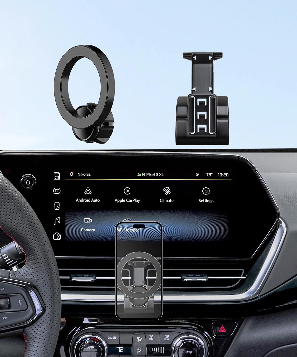Car Phone Holder for 2024 2025 2026 Chevrolet Trax Accessories, 360° Rotation Phone Mount Compatible with MagSafe, Cell Phone Holder Does Not Affect Air Vent