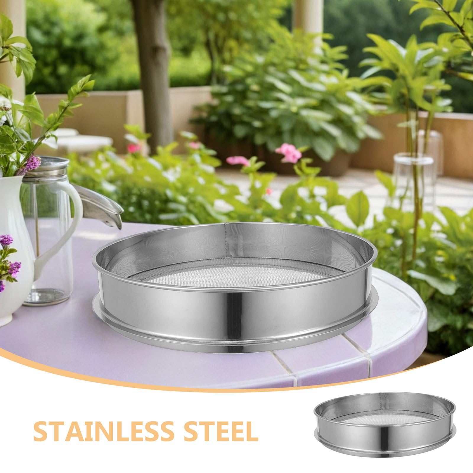 Toyvian Setaccio in Acciaio Inox per Terreno da Giardino 35 CM con Maglie Larghe Strumento Manuale per Setacciatura Compost Ghiaia e Bonsai Utensile per Orto e Cura del Prato