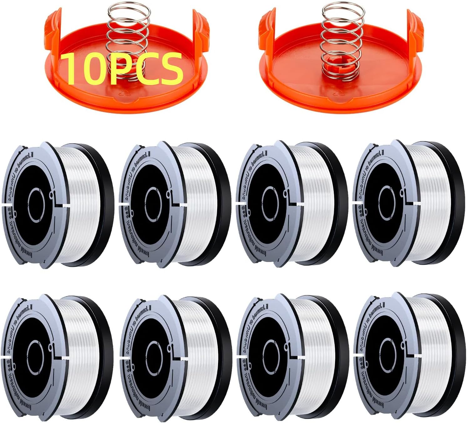 Eventronic Line String Trimmer Replacement Spool, 30ft 0.065" Autofeed Replacement Spools Compatible with Black+Decker String Trimmers (8-Line Spool + 1 Cap + 1 Spring)
