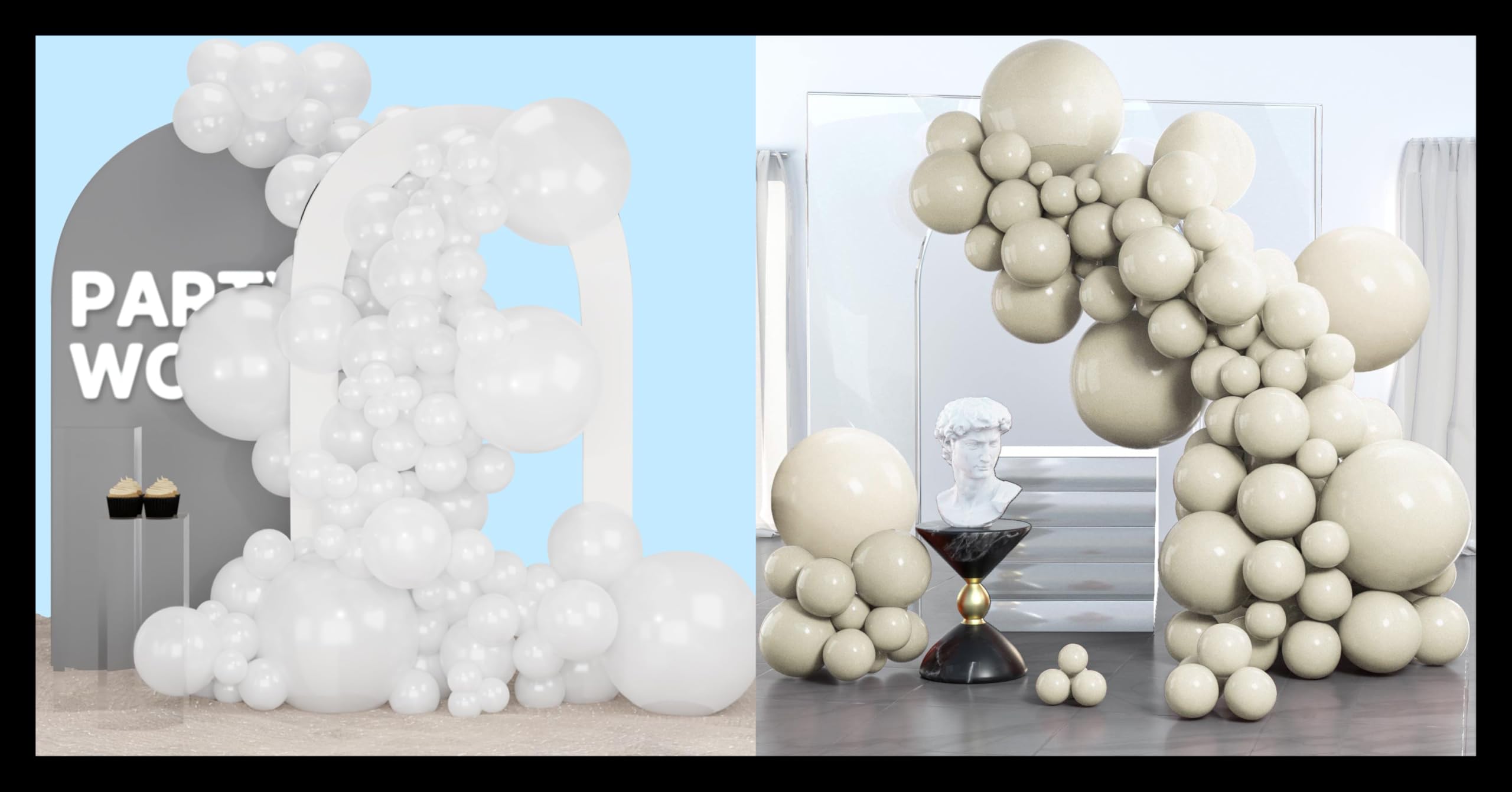 PartyWoo White Balloons 140 pcs and PartyWoo White Sand Balloons 140 pcs