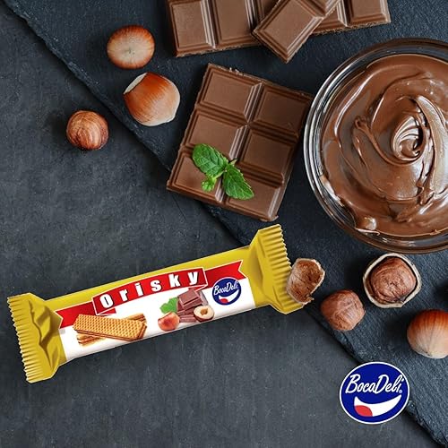 Miniatura 7 de Orisky Galletas de oblea de chocolate y avellana, bocadillo salvadoreño crujiente de oblea con capas cremosas de chocolate y sabor a avellana, 12