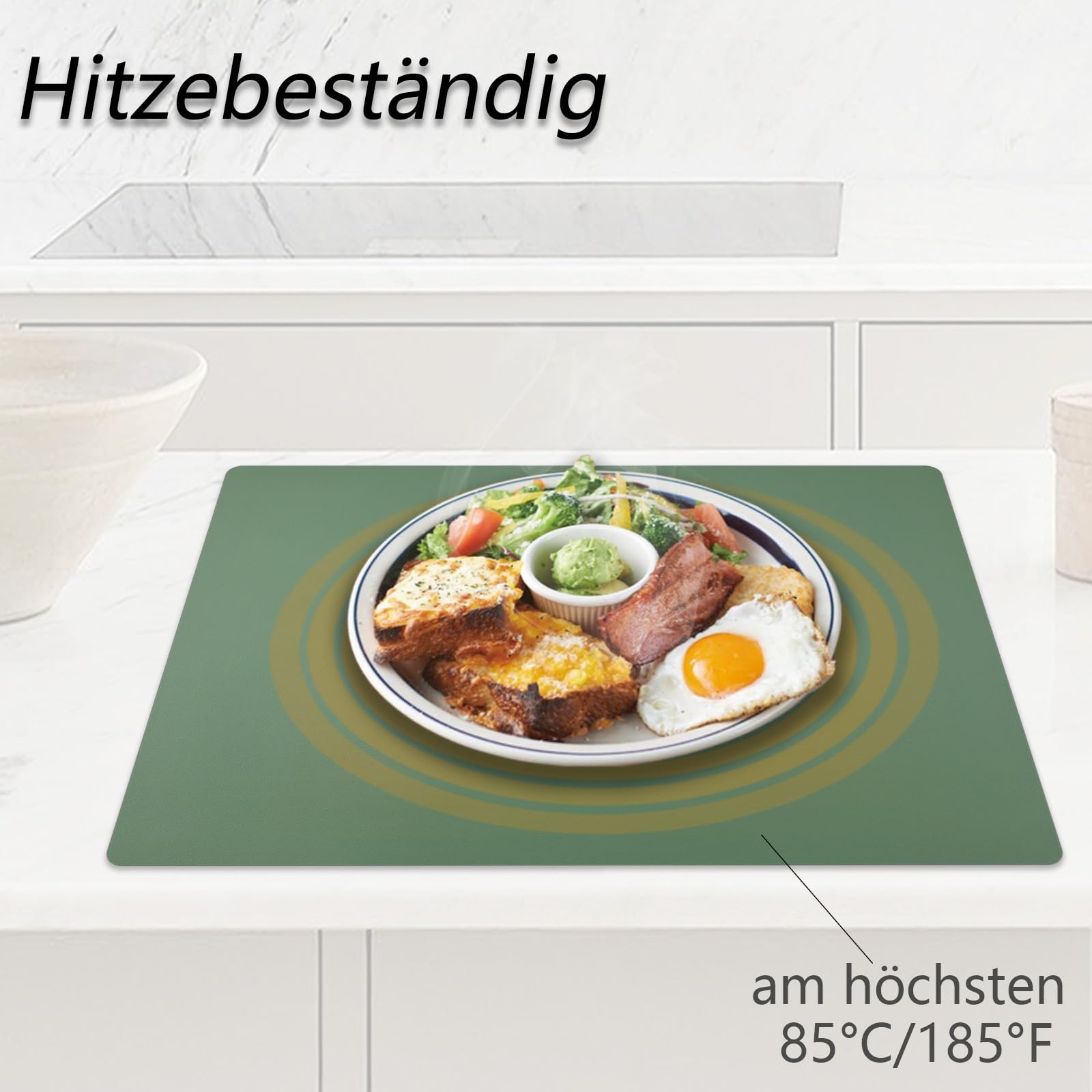 Tischsets 6er Set Aus Kunstleder | Abwaschbare Platzdecken Mit Untersetzern - Rutschfest & Hitzebeständig (Grasgrün)