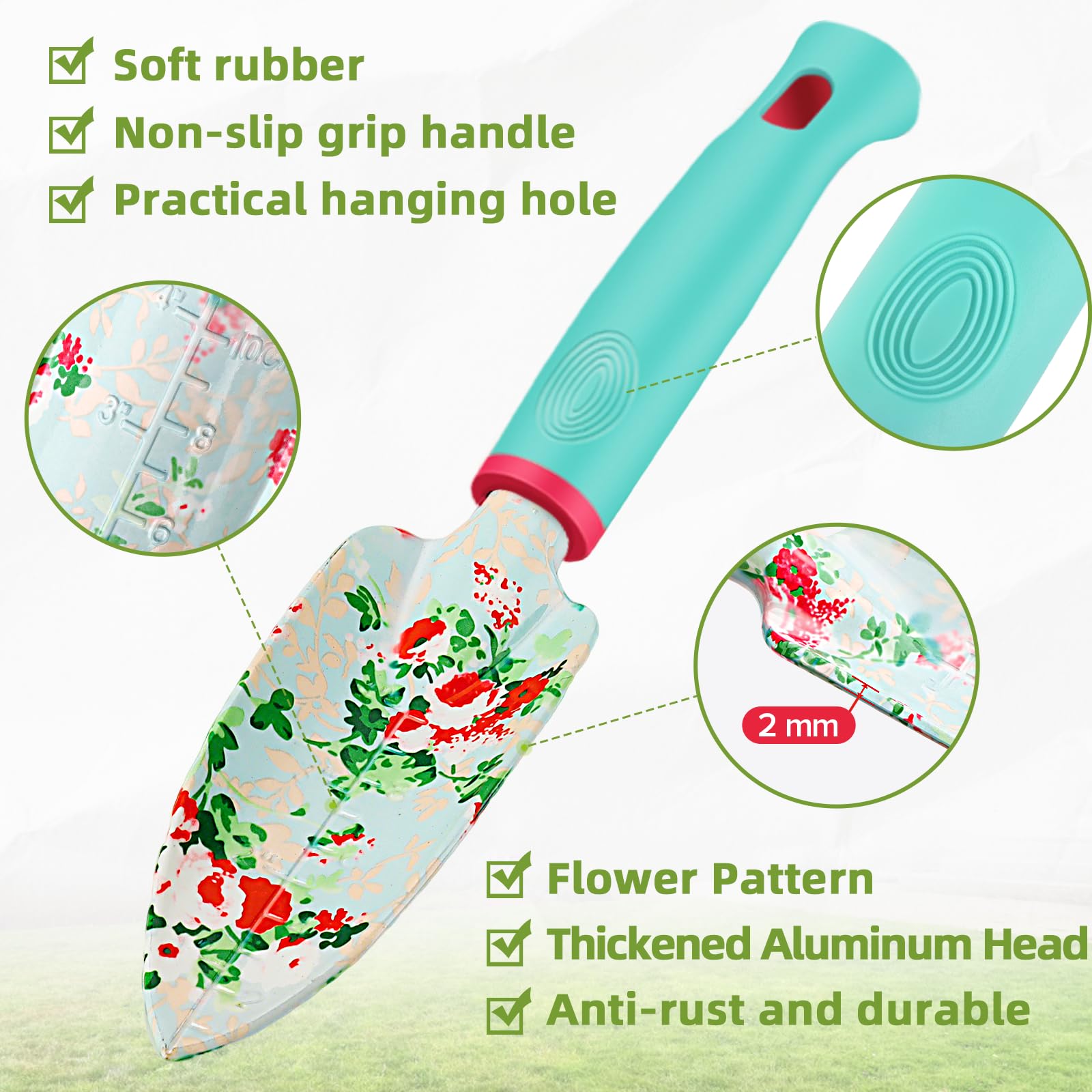 Juego de herramientas de jardín, 10 piezas de herramientas de jardinería resistentes, incluye pala de mano, rastrillo, podadora, regalos de jardinería para mujeres, kit de jardín con bolsa