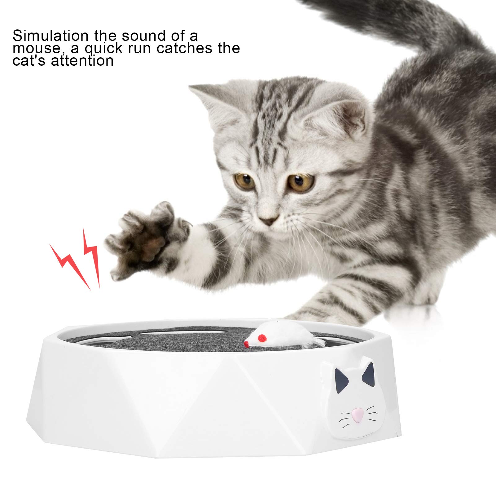 Catch Mouse Cat Toy Teaser Interactif avec Effets Sonores Réglable 2 Vitesses pour Le Plaisir à la Maison 26 Cm de Diamètre