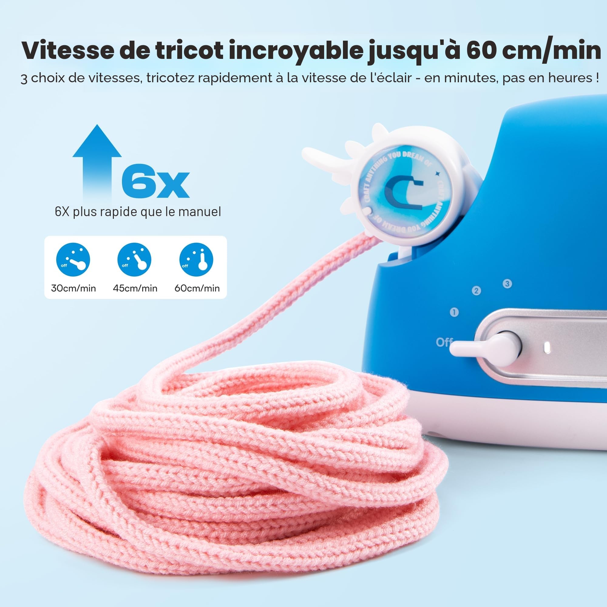 Caydo Tricotin Automatique Pro, Machine à Tricoter Électrique | Tricotin Mécanique, Moulin à Tricoter, Tricotin Puissant à Vitesse Réglable, Très Efficace pour Cordons Décoratifs, Breveté